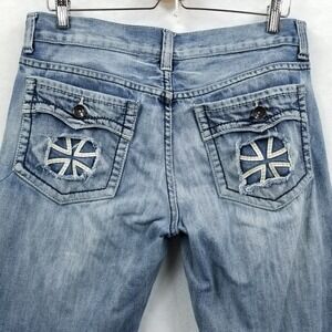 Urban‎ Pipeline Jeans Men 33 x 31 Relaxed Straight Iron Cross Flap Pocket Goth